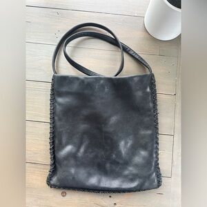 Kenneth Cole Black Leather Tote Bag